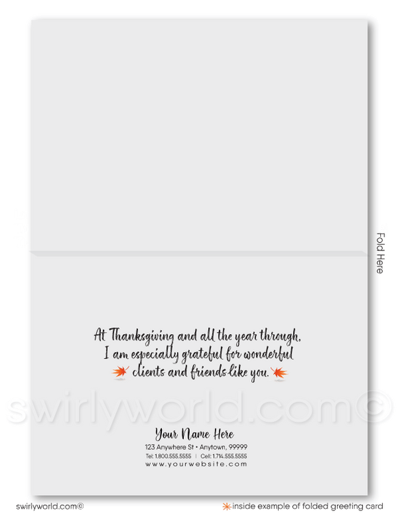 Cute Fall Autumn Season Realtor Happy Thanksgiving Greeting Cards for Clients