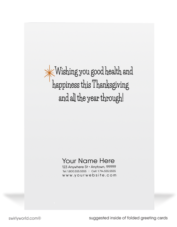 Vintage mid-century modern 1950's style Happy Thanksgiving greeting cards.