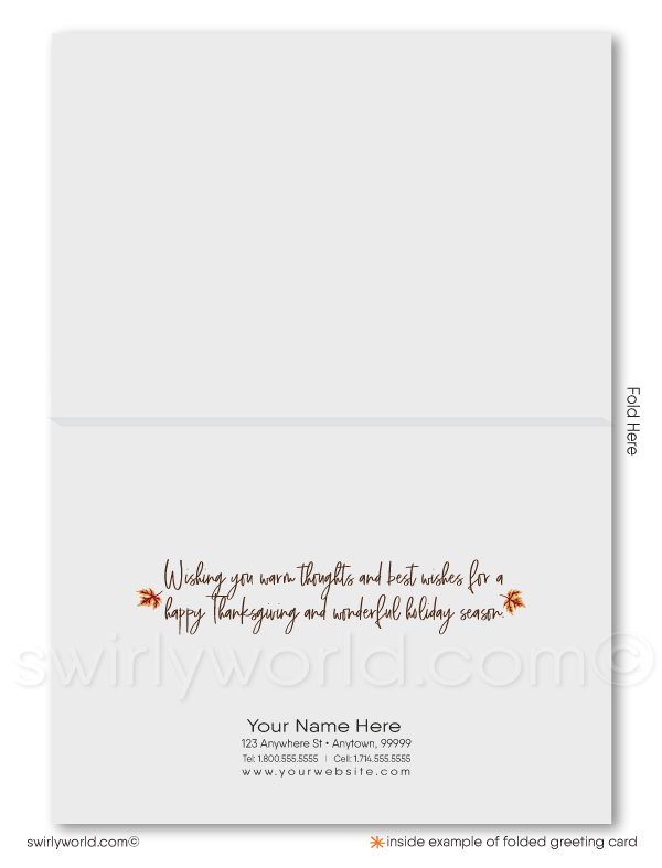 Fall Autumn Realtor Professional Business Happy Thanksgiving Cards for Clients