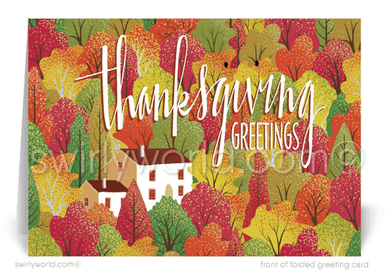 Fall Autumn Realtor Professional Business Happy Thanksgiving Cards for Clients