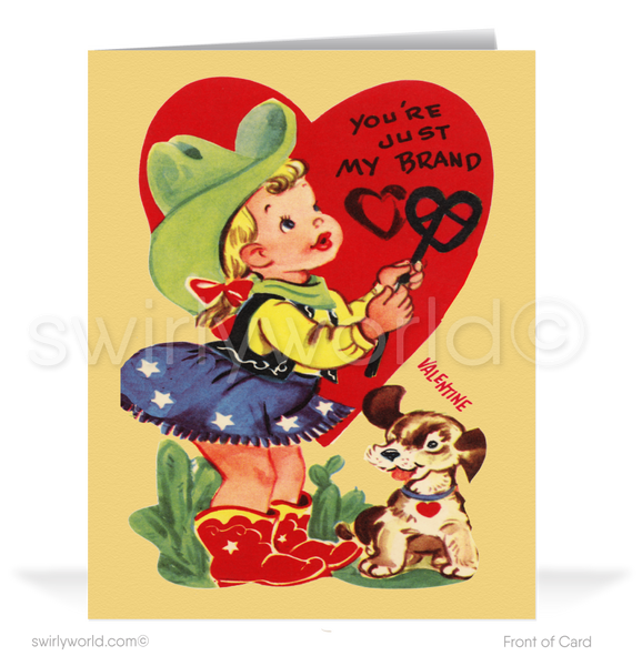 Charming 1940s-1950s Vintage-Inspired Valentine's Day Cards: Retro Cow -  swirly-world-design