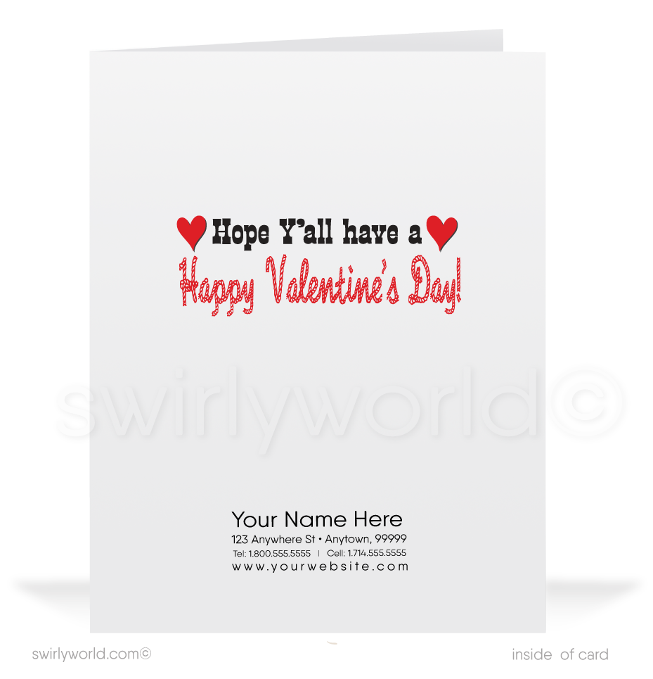 Charming 1940s-1950s Vintage-Inspired Valentine's Day Cards: Retro Singing Cowboy with Hearts