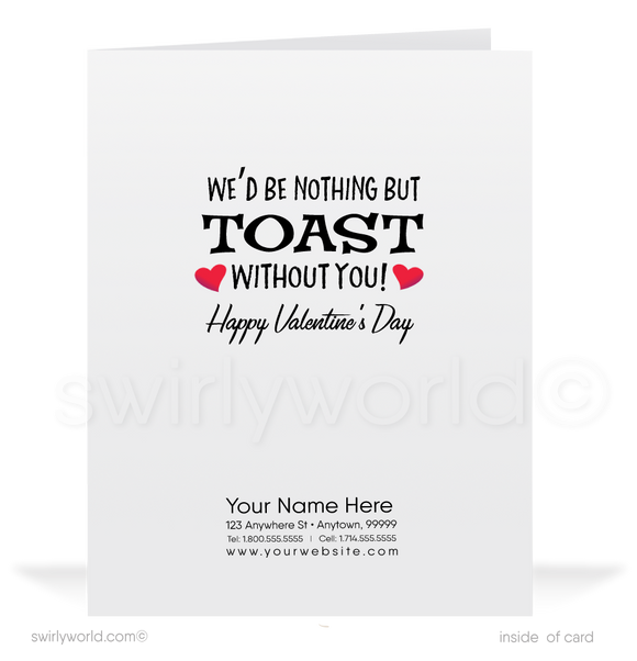 Charming 1940s-1950s Vintage-Inspired Valentine's Day Cards: Retro Toaster with Hearts