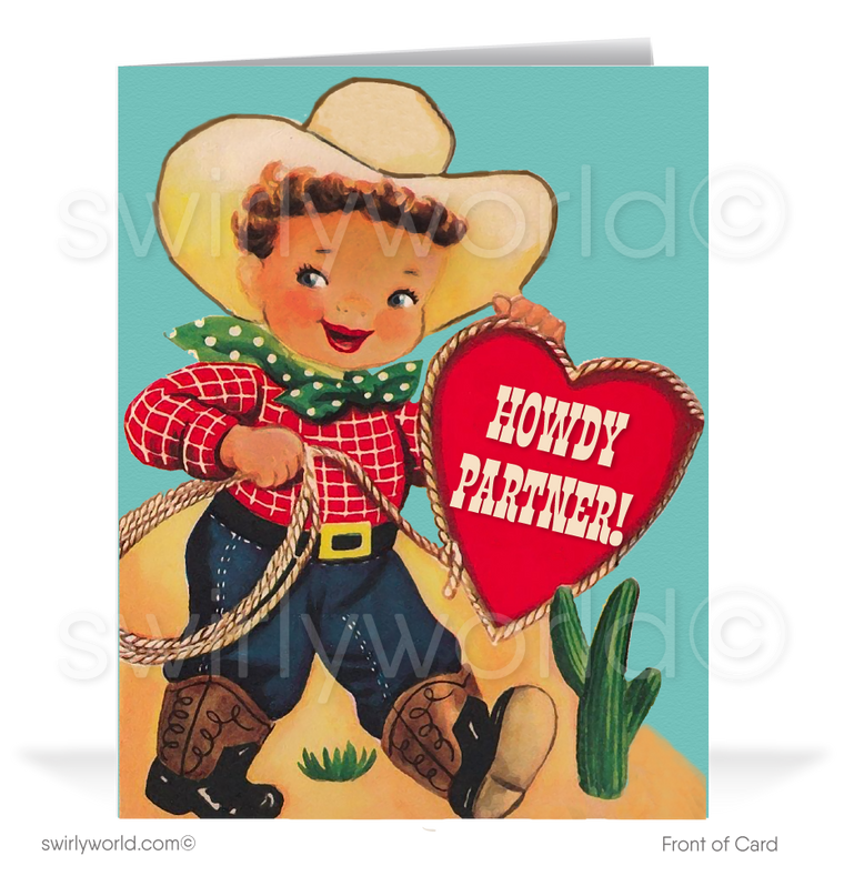 retro vintage african american black cowboy valentine cards
