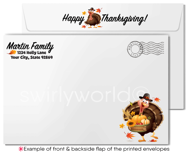Charming Cartoon Turkey: Business Thanksgiving Cards with Humorous Appeal for Your Clients