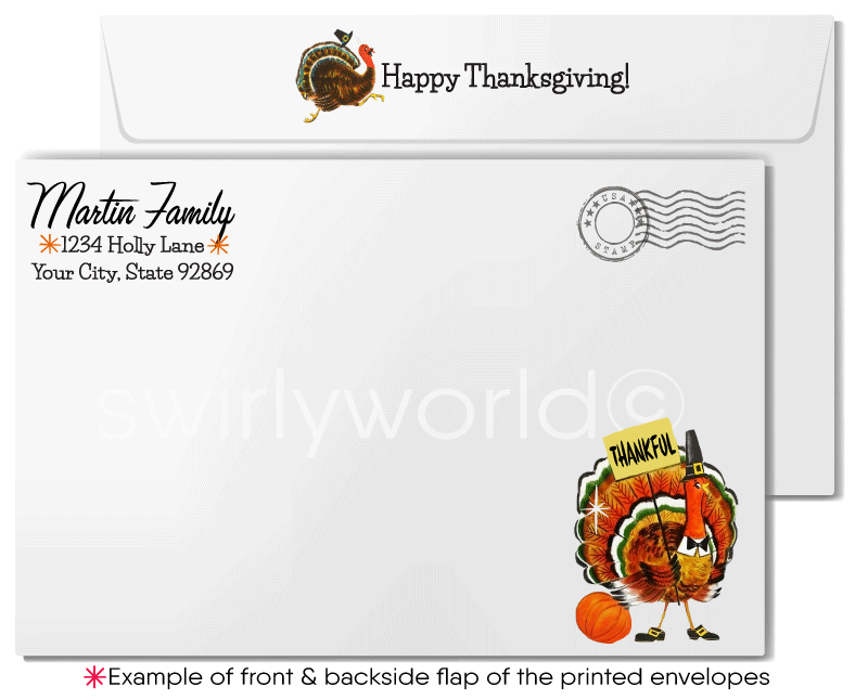 1950s-1960s Vintage Retro Mid-Century Modern Turkey Happy Thanksgiving Cards