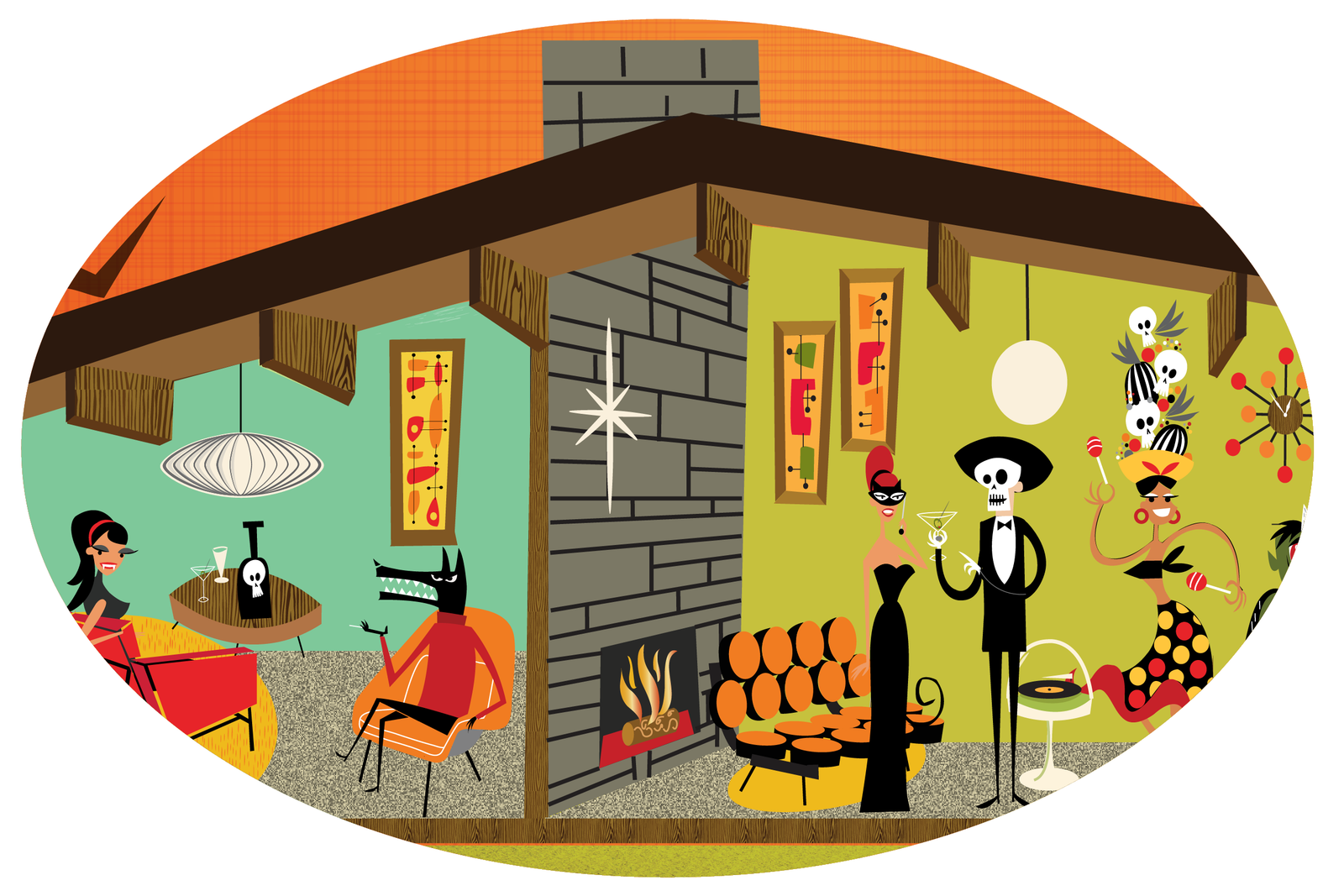 Mid-Century Modern Halloween Cards