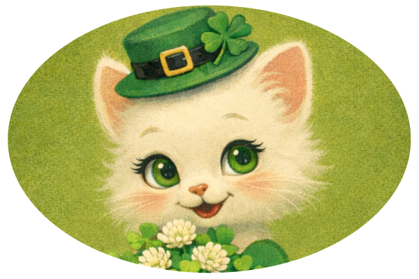 Vintage 1950s St. Patrick's Day Cat Greeting Cats