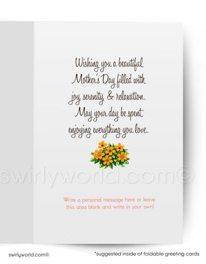Greeting card with a floral design and Mother's Day message on a white background