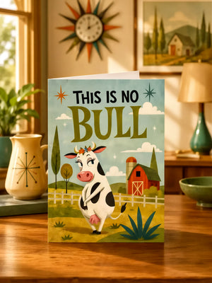 a book cover with a cartoon cow and a farm scene, along with a clock and other decorative elements in the background.