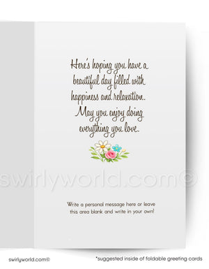Mother's Day Greeting card with a floral design and message on a white background