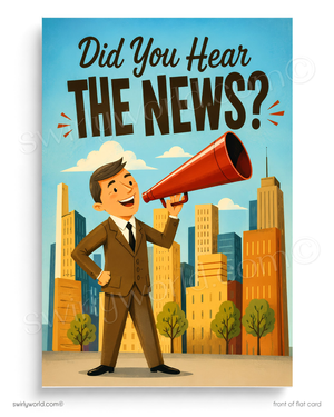 A man in a suit is holding a large red megaphone and standing in front of a city skyline, with the text "Did You Hear the News?" displayed above him.