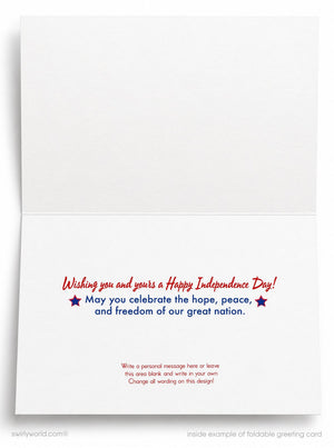 The image is a blank greeting card with a message for Happy Independence Day.