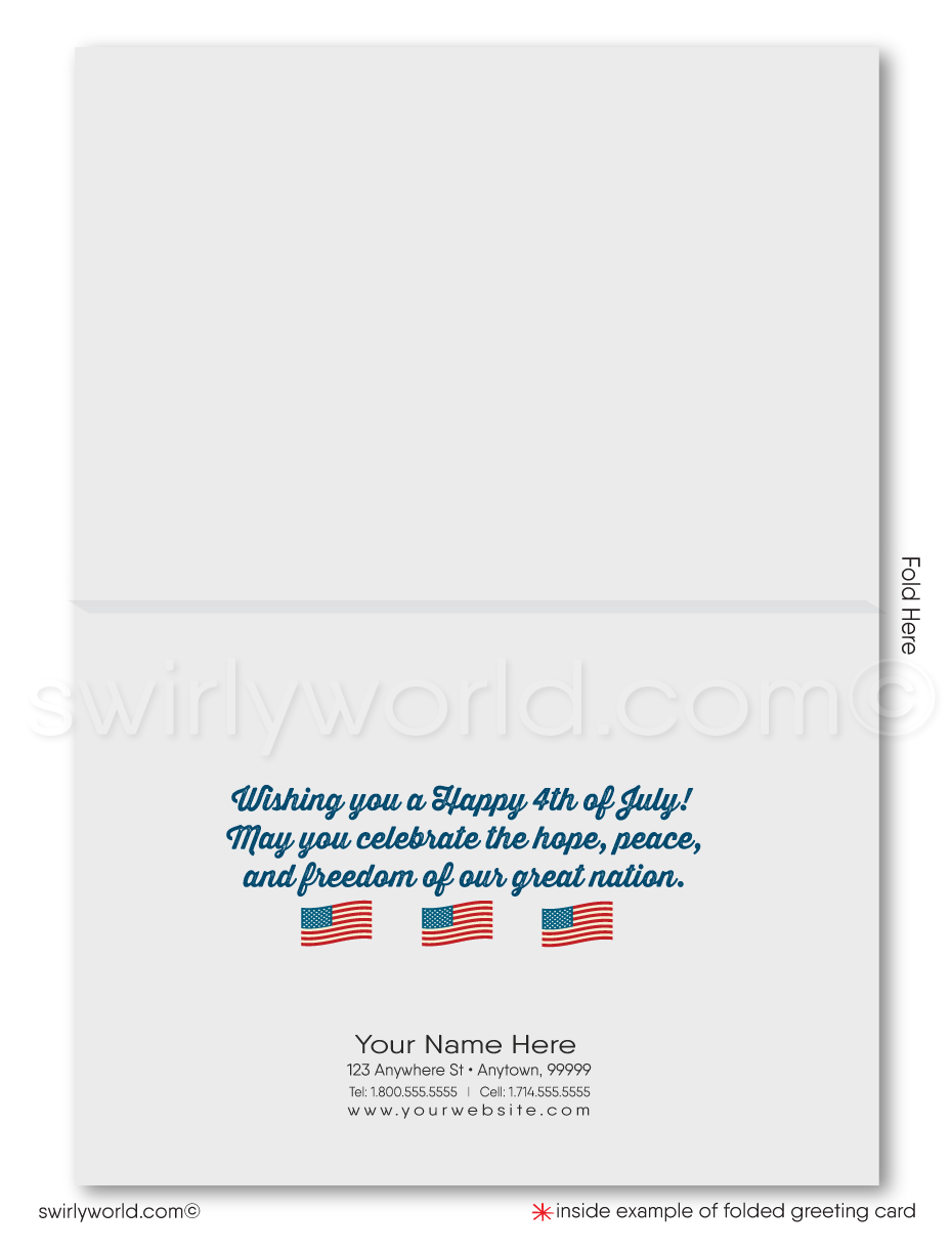 Digital Retro Happy 4th of July Patriotic American Independence Day Card Download