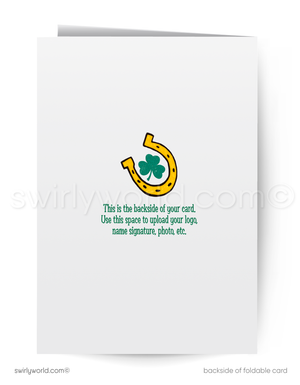 Vintage St. Patrick’s Card – Dapper Dog with Lucky Horseshoe & Top Hat – Mid-Century Design