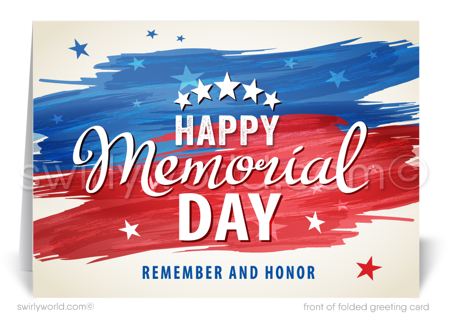 Digital Patriotic American Flag Happy Memorial Day Cards for Instant Download