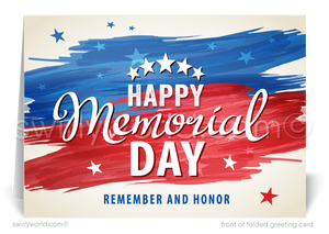 Digital Patriotic American Flag Happy Memorial Day Cards for Instant Download