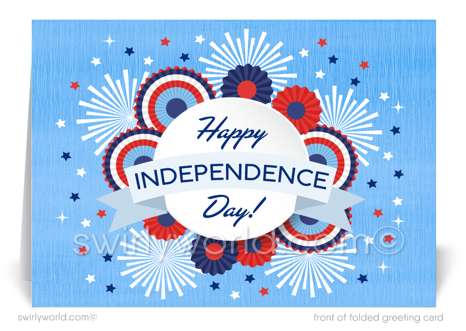 Digital Retro Modern Patriotic American Independence Day Happy 4th of July Cards