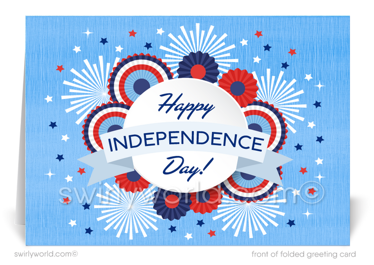 Digital Retro Modern Patriotic American Independence Day Happy 4th of July Cards