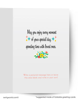 Greeting card with a floral design and text message on a white background