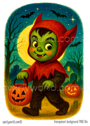 Vintage Halloween Images - Retro Halloween Art & Classic Monster Illustrations Set