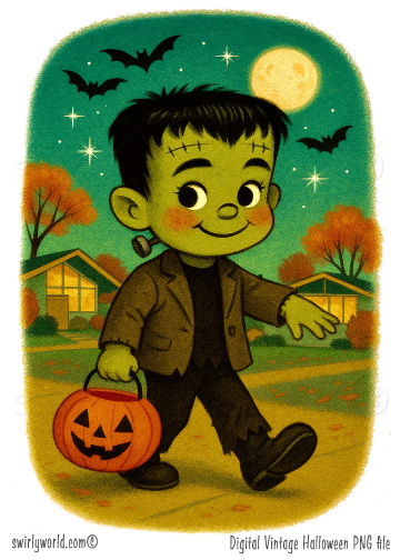 Vintage Halloween Images - Retro Halloween Art & Classic Monster Illustrations Set