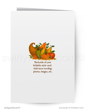 Vintage Mid-Century Thanksgiving Card – Turkey in Autumn Landscape