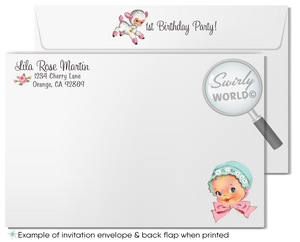 1950s Vintage Kitsch Retro Baby Girl 1st Birthday Invitation Digital Download Bundle