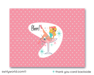 Aqua and Powder Pink Rockabilly Pin-up Girl Bachelorette Party Invitation Digital Download