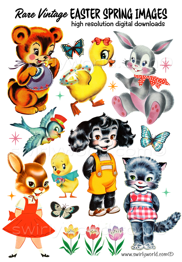 Retro Easter Spring Vintage Easter Springtime Retro 1940s-1960s Rare Images - swirly-world ...