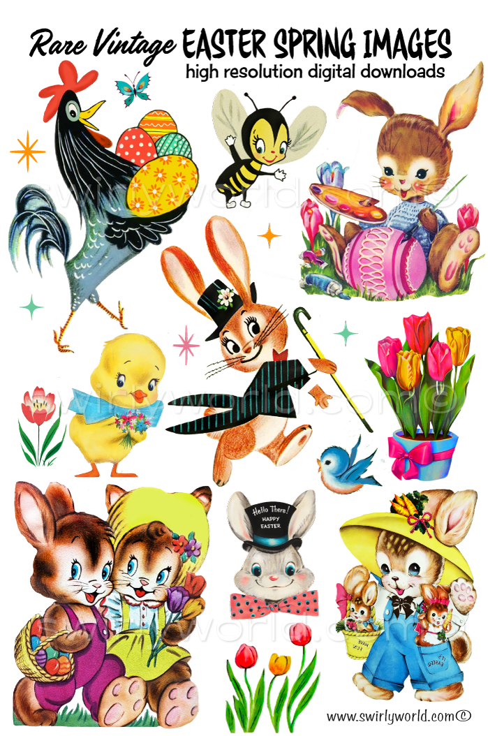 Retro Easter Spring Vintage Easter Springtime Retro 1940s-1960s Rare Images - swirly-world ...