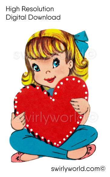 RARE 1950s-1960s Vintage Kitschy MCM Mid-Century Style Valentine's Day Image Collection