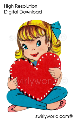 RARE 1950s-1960s Vintage Kitschy MCM Mid-Century Style Valentine's Day Image Collection