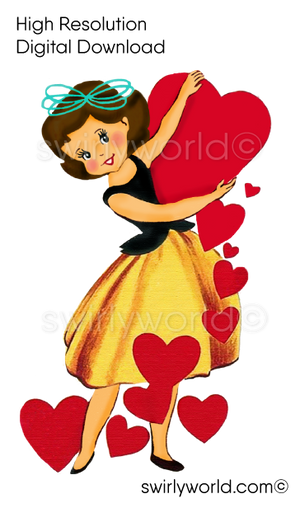 RARE 1950s-1960s Vintage Kitschy MCM Mid-Century Style Valentine's Day Image Collection