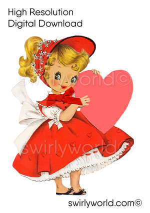 RARE 1950s-1960s Vintage Kitschy MCM Mid-Century Style Valentine's Day Image Collection