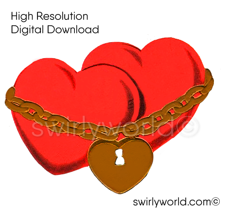 1950s-1960s mid-century vintage Red Heart Valentine's Day images for digital download. Cute and kitschy retro very RARE Valentine illustrations that have been digitally restored.