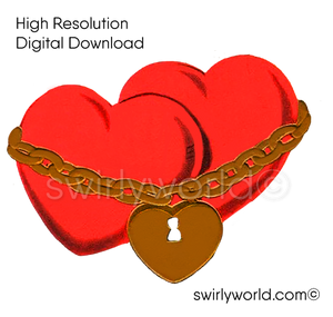 1950s-1960s mid-century vintage Red Heart Valentine's Day images for digital download. Cute and kitschy retro very RARE Valentine illustrations that have been digitally restored.