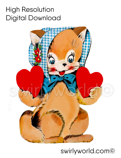 1950s-1960s mid-century vintage Red Heart Valentine's Day images for digital download. Cute and kitschy retro very RARE Valentine illustrations that have been digitally restored.