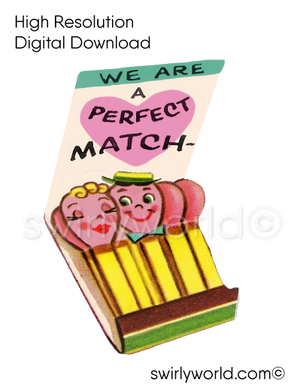 1950s-1960s mid-century vintage Matchbox Valentine's Day images for digital download. Cute and kitschy retro very RARE Valentine illustrations that have been digitally restored.
