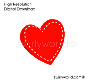 1950s-1960s mid-century vintage Red Heart Valentine's Day images for digital download. Cute and kitschy retro very RARE Valentine illustrations that have been digitally restored.