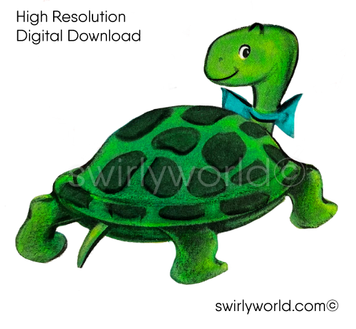 1950s 1960s mid-century vintage Turtle wearing a Bowtie Valentine's Day images for digital download. Cute and kitschy retro very RARE Valentine illustrations that have been digitally restored.