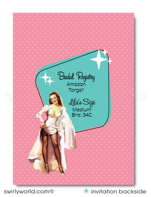 Retro 1950s Pin-Up Girl Rockabilly Vintage Bridal Shower Printed Invitations and Thank You Cards