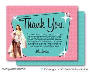Retro 1950s Pin-Up Girl Rockabilly Vintage Bridal Shower Printed Invitations and Thank You Cards
