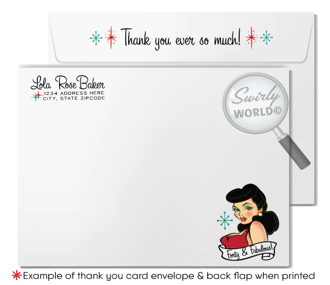 Rockabilly Pin-up Girl Retro Vintage 1950s Bowling Birthday Party Printed Invitations