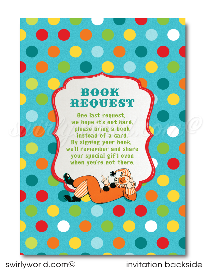 Step into a vintage circus wonderland with Swirly World's 1950's Style Circus Carnival 1st Birthday Invitation Set! 🎪🎉 Featuring classic performers like elephants, trapeze artists, and dancing dogs. Includes printed invitations, thank you cards, and envelopes. Perfect for a nostalgic, magical celebration! 🎈✨