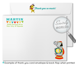 Retro 1950's Circus Carnival 1st Birthday Invitation Set - Digital Download Invitations & Thank You Cards