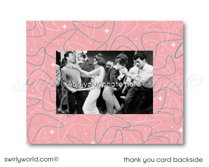 Retro Vintage 1950s Grease Pink Ladies Rockabilly Diner Sock Hop Birthday Party Invitations