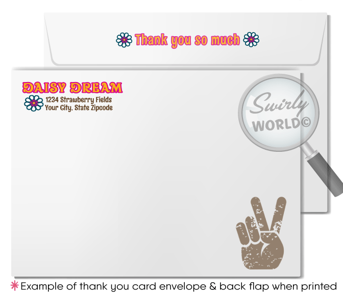 Hippie Chick Retro Flower Child 60s Peace Love 1970s Birthday Party Digital Invitations