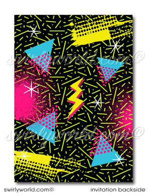 Step into 1980s neon-lit nostalgia with our Gen X Eighties Dance Party Invitation Set! 🎉🕺 Featuring neon colors, cool '80s fonts, Rubik's Cubes, and cassette tapes. Includes digital invitations, thank you cards, and envelopes. Personalize with your own photo. Perfect for milestone birthdays and themed events