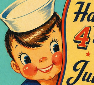 A smiling cartoon boy wearing a sailor hat, with a large number 4 prominently displayed in the background.